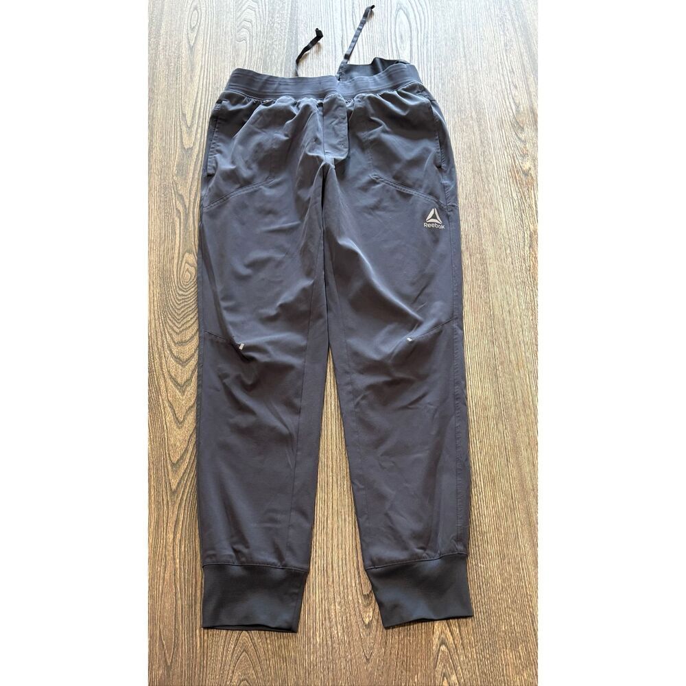 Reebok Womens Jogger Pants Mid Rise Elastic Waistband Pull-On Stretch Gray Sz M
